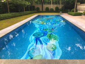 Mosaic mural art in pool