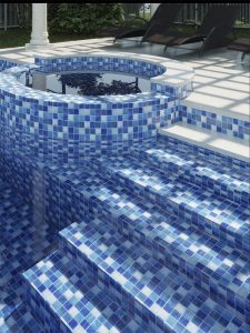 monochromatic pool with mosaic tiles 